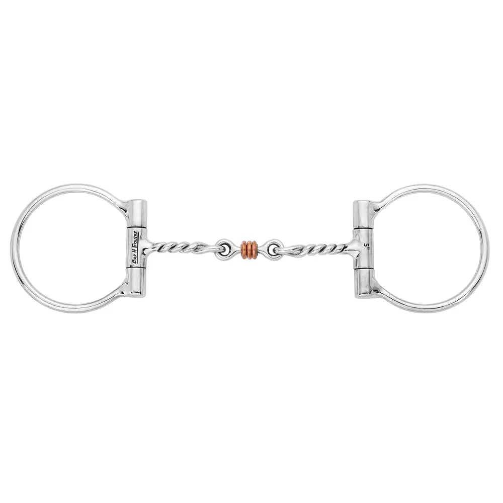 Bar H Equine Western D-Ring Snaffle Bit Twisted Mouth With Copper Rings 1