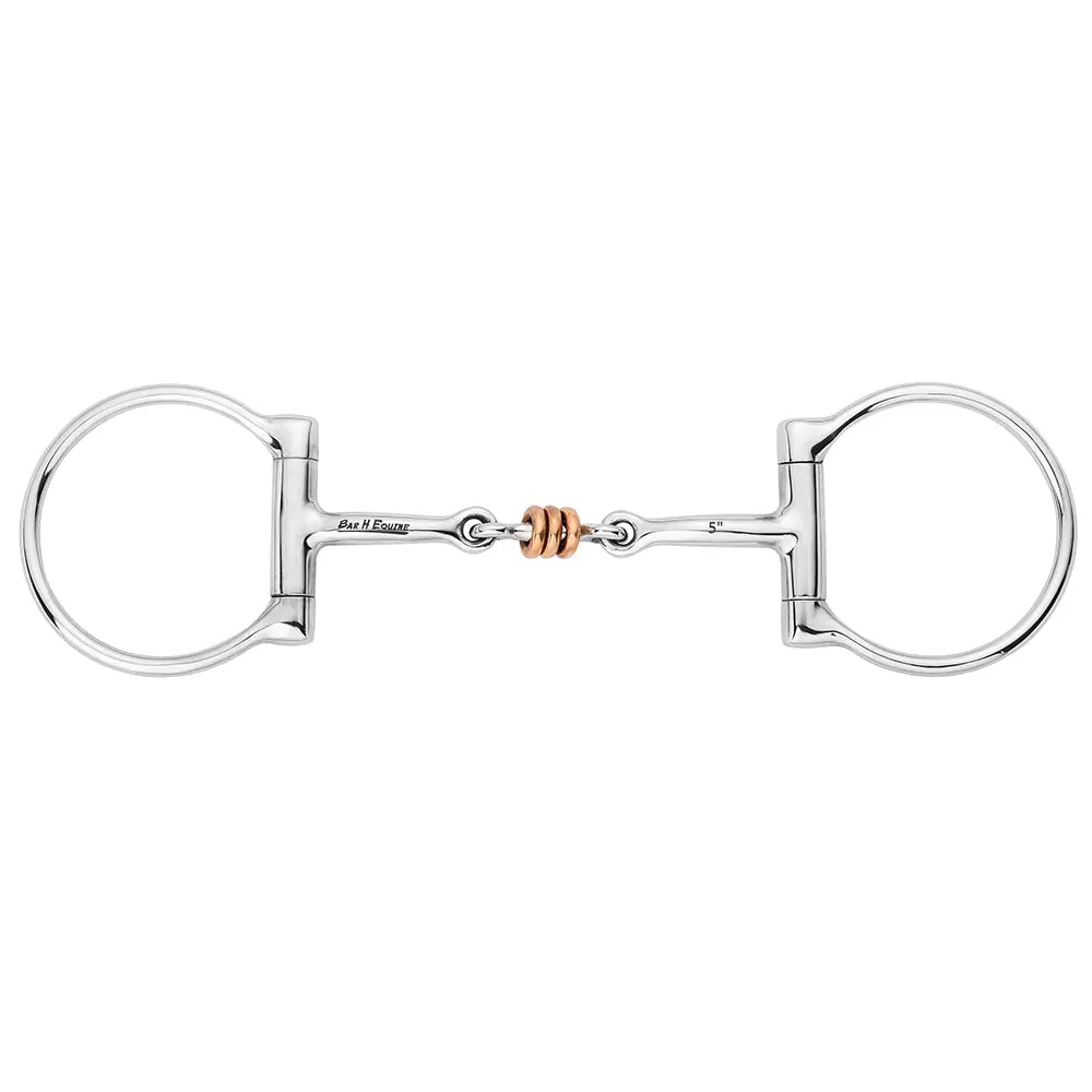 Bar H Equine Western D Ring Snaffle Bit With Three-Piece Copper Roller 1