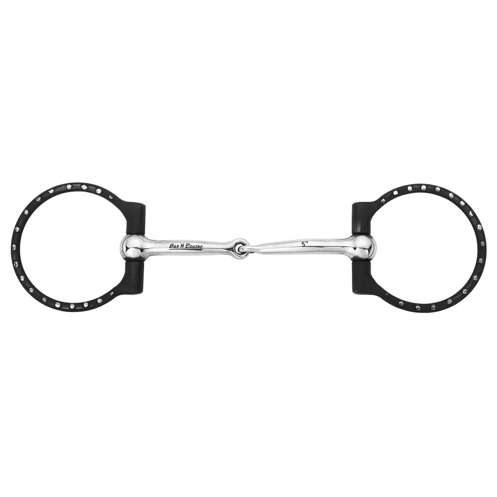 Bar H Equine Western D Ring With Silver Dots & Single-Jointed Mouthpiece 1