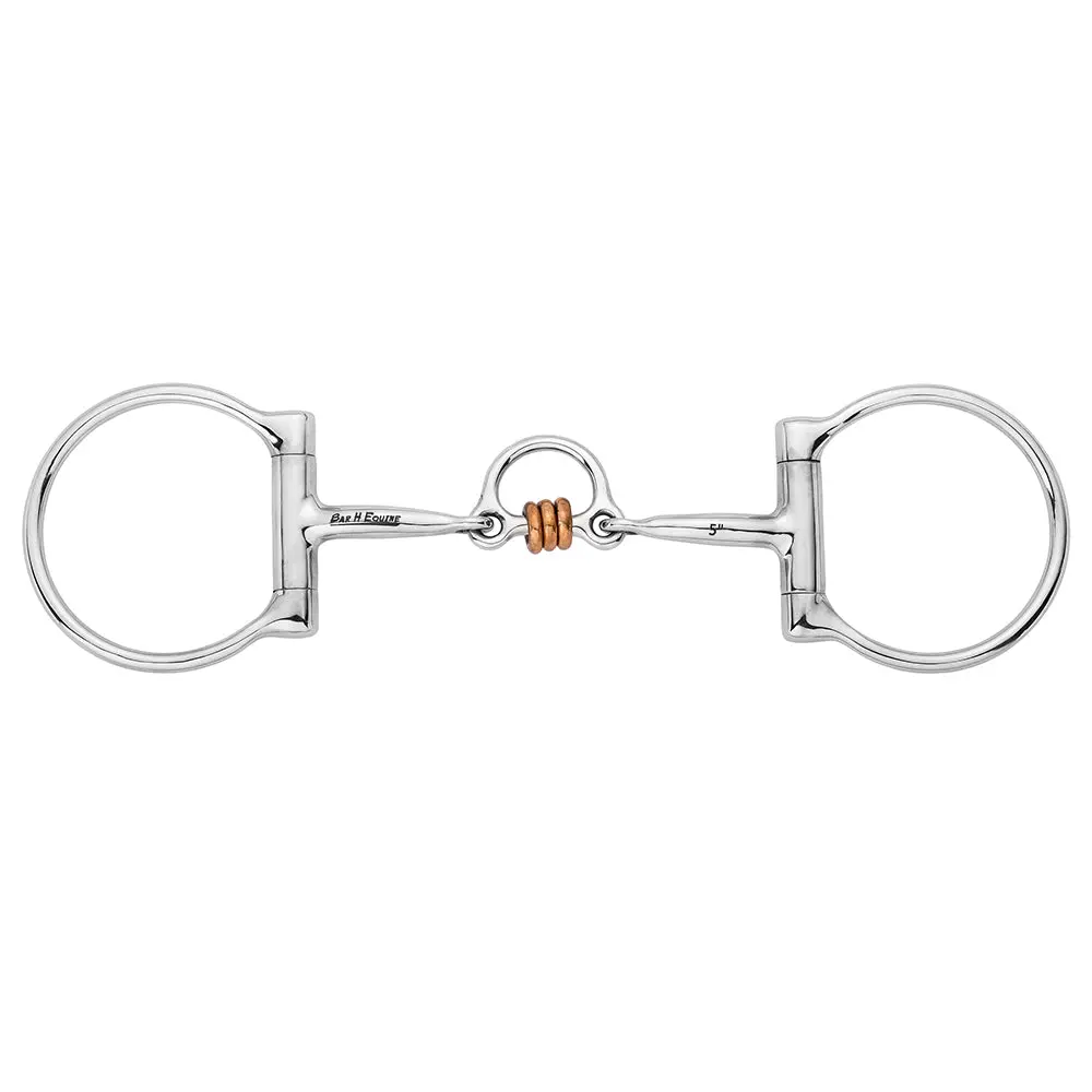 Bar H Equine Western D Ring With Ported Copper Roller Dogbone Mouthpiece 1