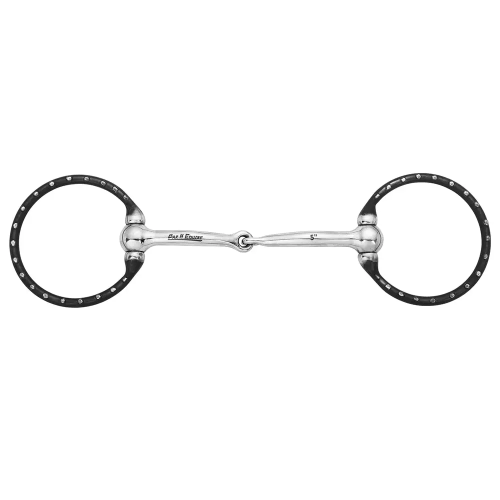 Bar H Equine Western Silver Dot Ring Snaffle Bit Stainless Steel 1