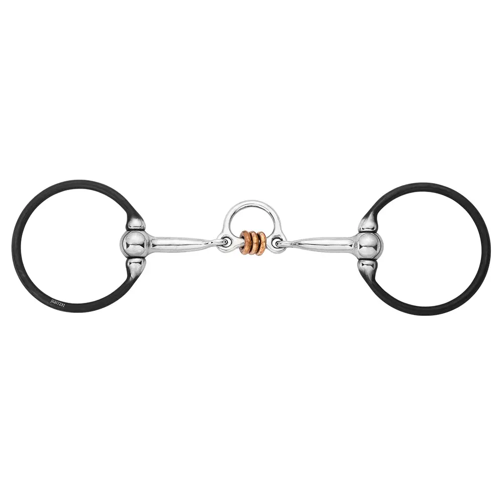 Bar H Equine Western O-Ring Snaffle With Copper Roller & Floating Center Ring 1