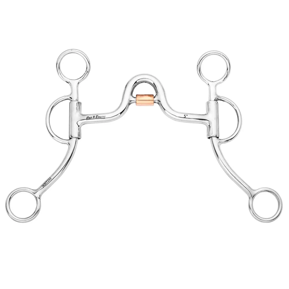 Bar H Equine Western Argentine Shank Bit With Ported & Copper Roller 1