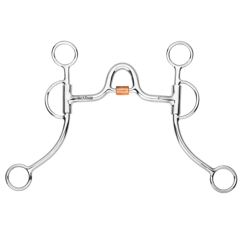 Bar H Equine Western Argentine Shank Bit With Port & Copper Roller 1