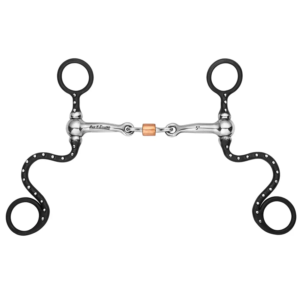 Bar H Equine Western Shank Bit With Dog Bone & Copper Roller 1