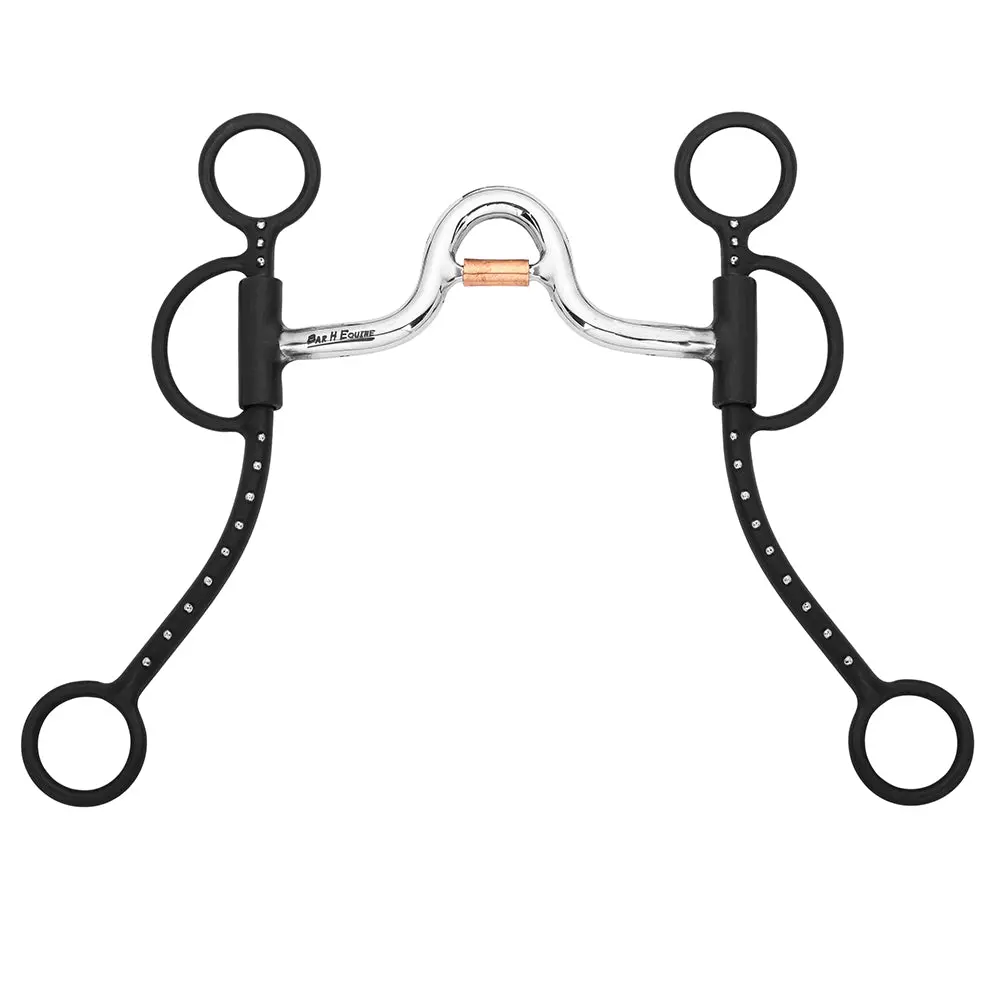 Bar H Equine Western Shank Bit With Low Port Copper Roller 1