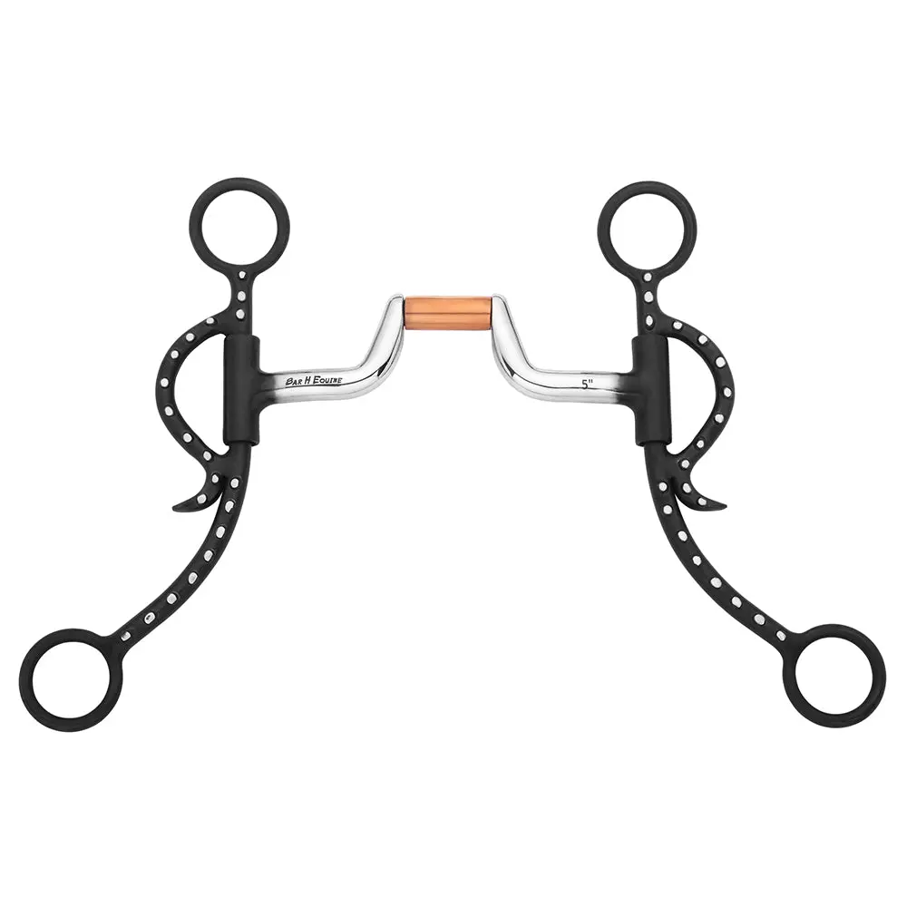 Bar H Equine Argentine Shank Bit With Snaffle Ring & Hinged Copper Port 1