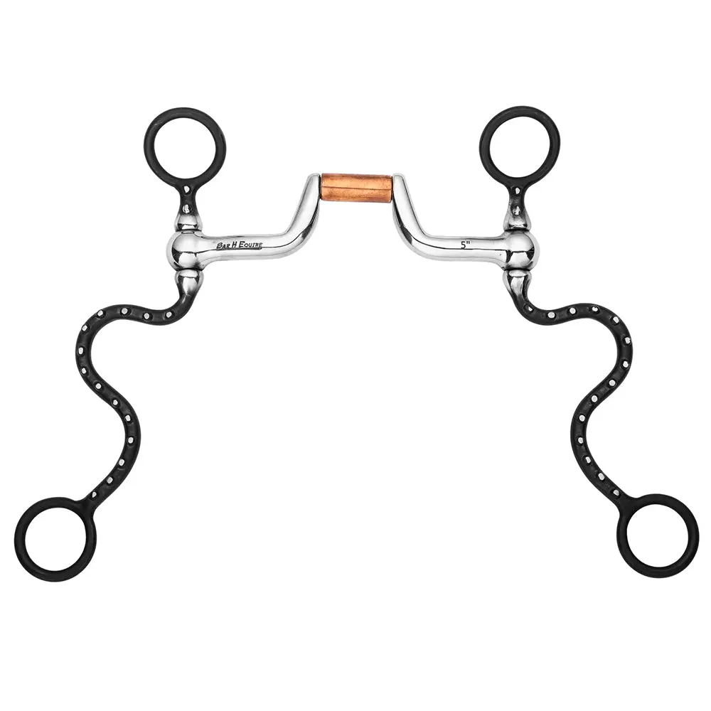 Bar H Equine Cavalry Shank Bit With Copper Hinge Port 1