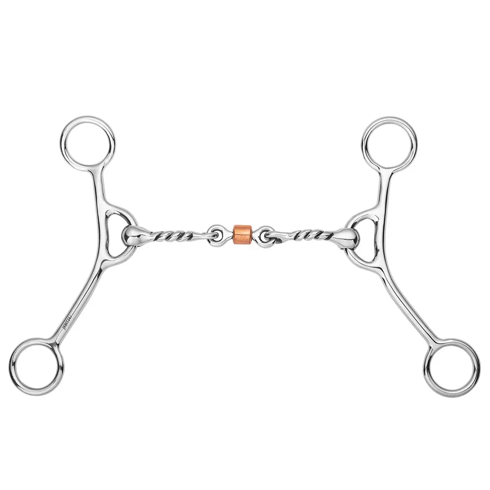 Bar H Equine Western Gag Bit With Twisted Wire W/ Copper Roller Mouthpiece 1