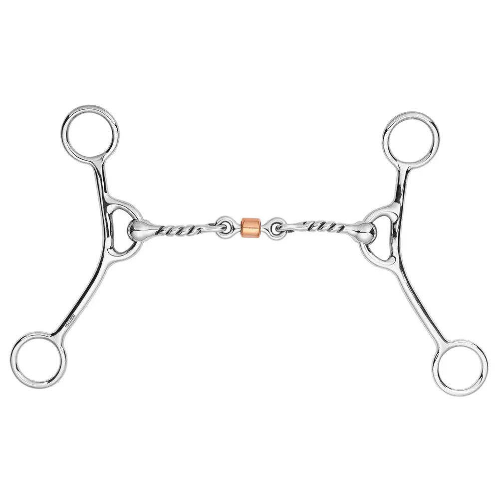 Bar H Equine Stainless Steel Twisted Wire Horse Gag Bit With Copper Roller | Mild Leverage Western Training Bit 1