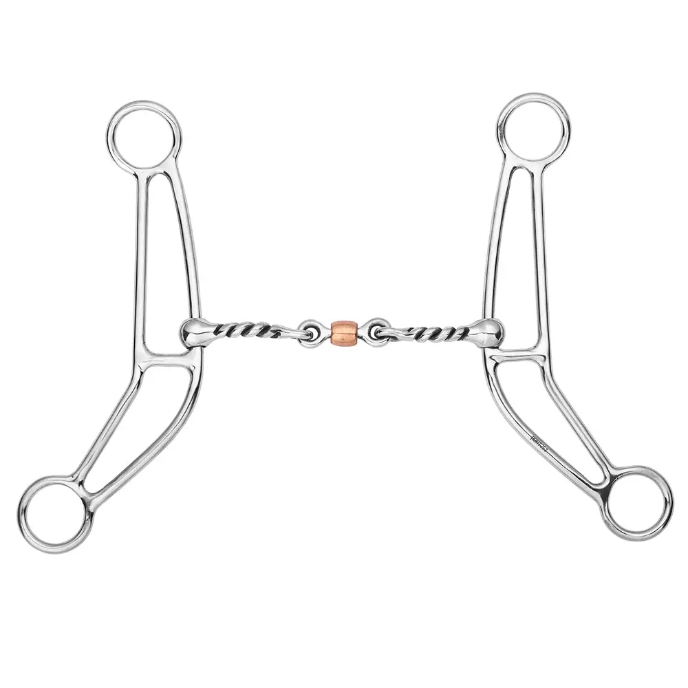 Bar H Equine Western Gag Bit Twisted Wire W/ Copper Roller Mouthpiece 1