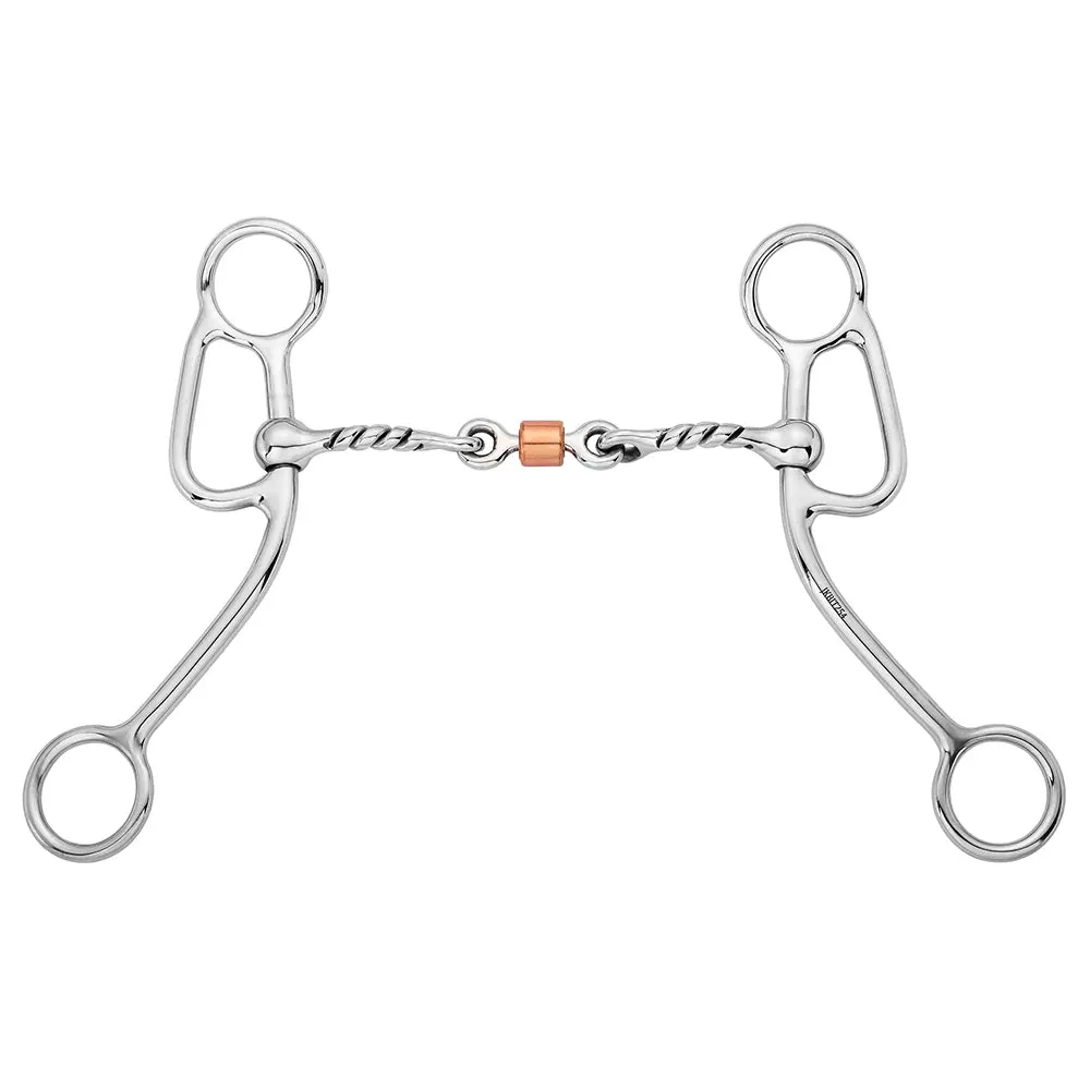 Bar H Equine Western Gag Bit With Twisted W/ Copper Roller Mouthpiece 1