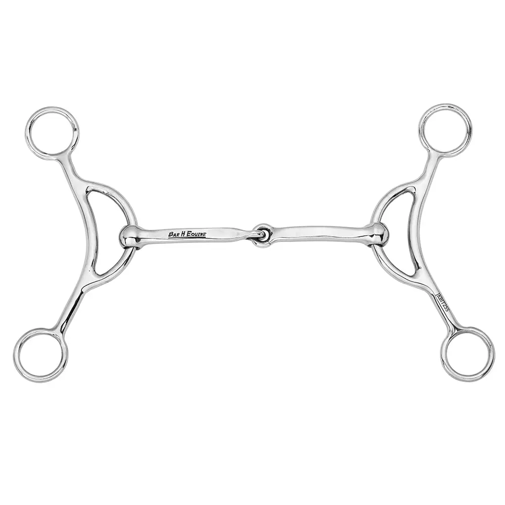 Bar H Equine Western Gag Bit With Square Snaffle Mouthpiece Stainless Steel 1