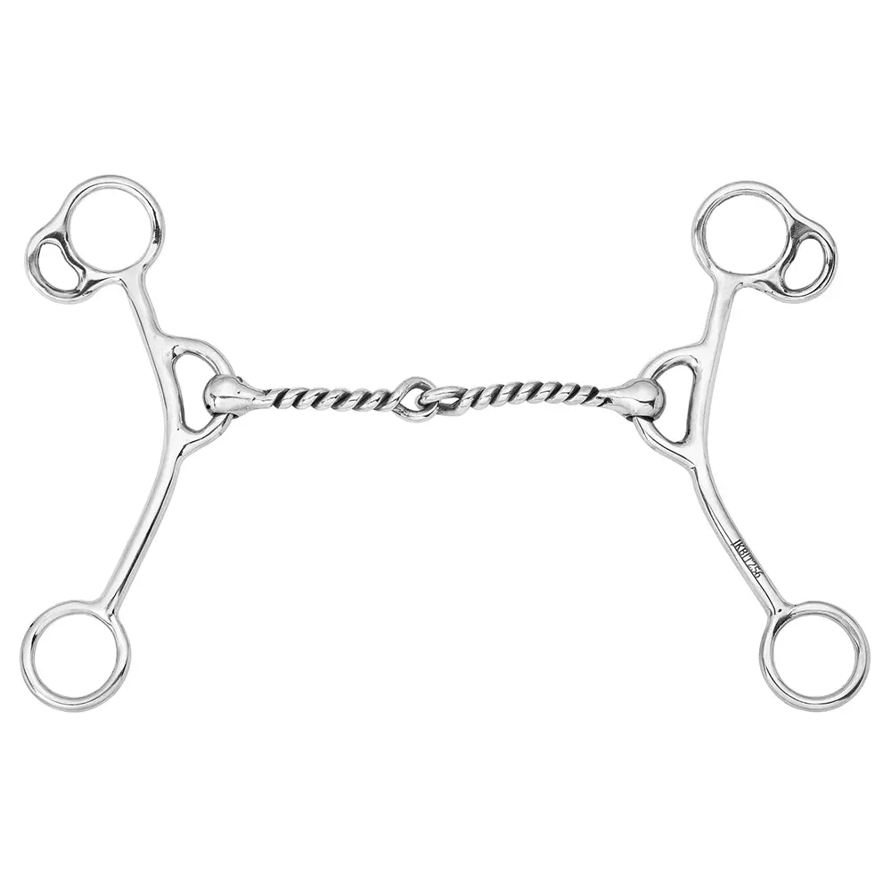 Bar H Equine Western Twisted Gag Bit With Wire Jointed Mouthpiece Stainless Steel 1