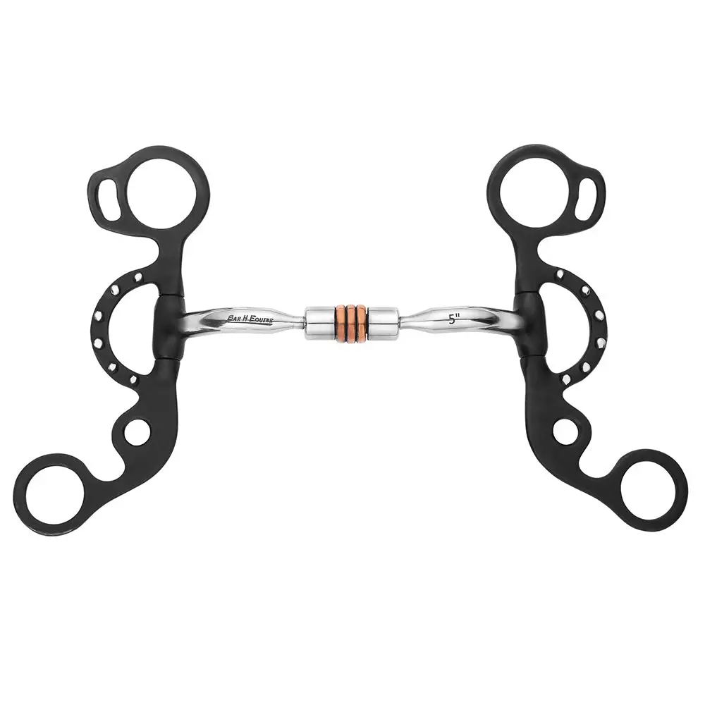 Bar H Equine Western Argentine Shank Bit With Comfort Mouthpiece & Copper Rollers 1