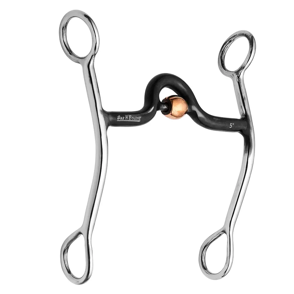 Bar H Equine Western Curb Bit With Sweet Iron Mouth Low Port & Copper Roller 1