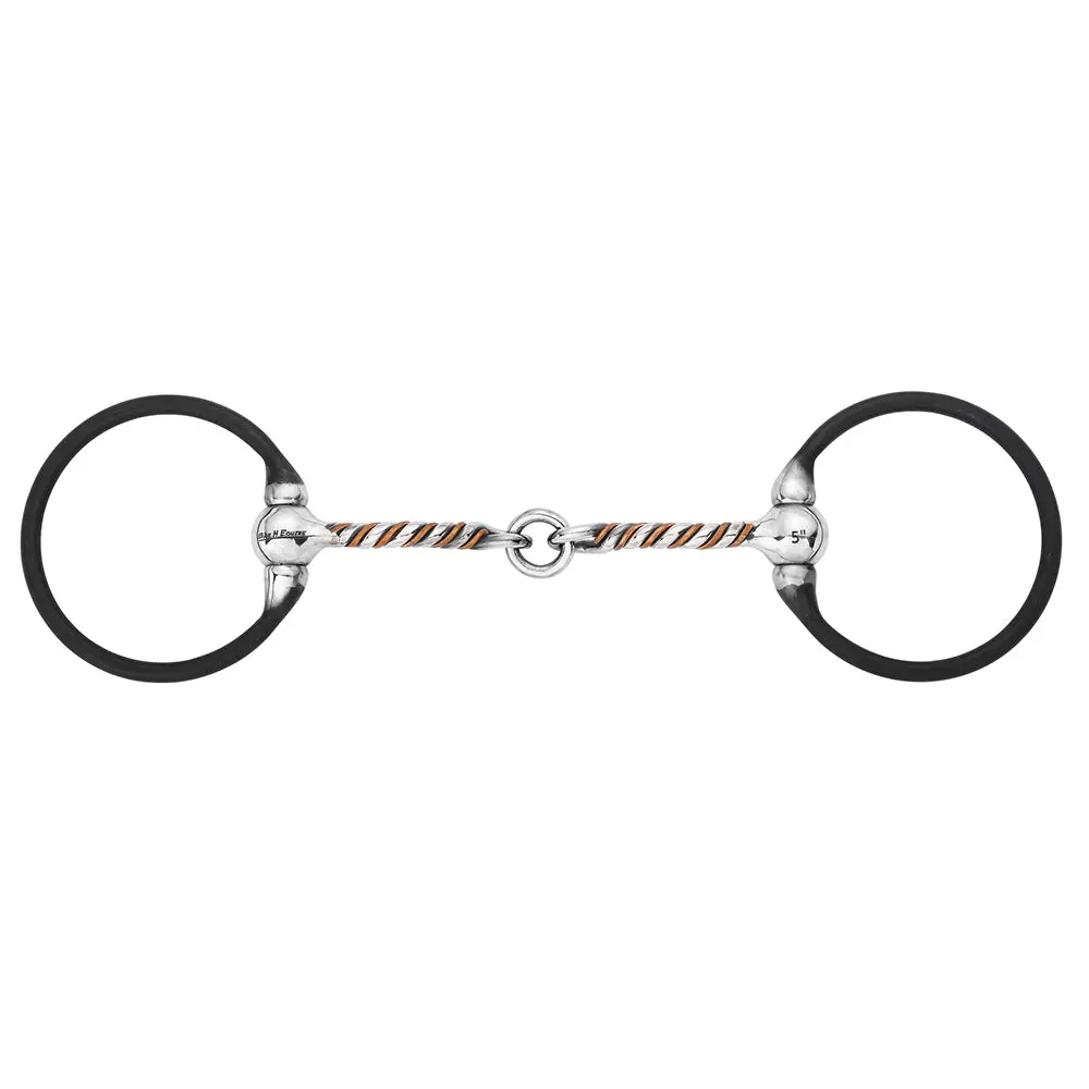 Bar H Equine Western Ring Snaffle With Twisted Copper & Stainless Steel Mouth 1