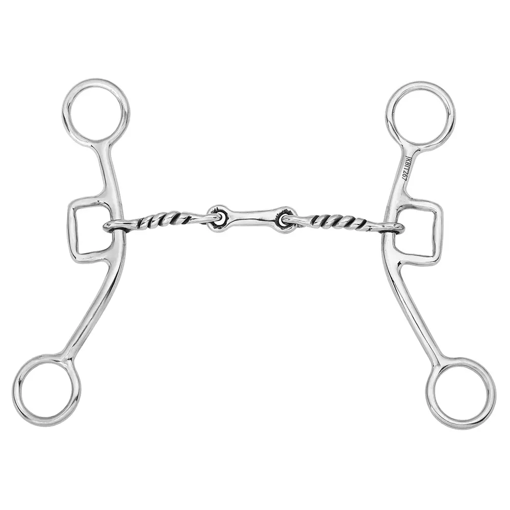 Bar H Equine Western Gag Bit Twisted Wire Dogbone Stainless Steel 1