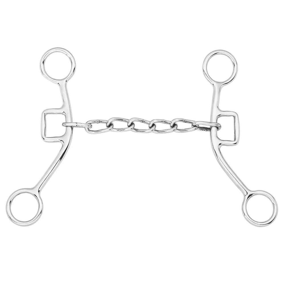 Bar H Equine Western Gag Bit With Chain Mouthpiece Stainless Steel 1