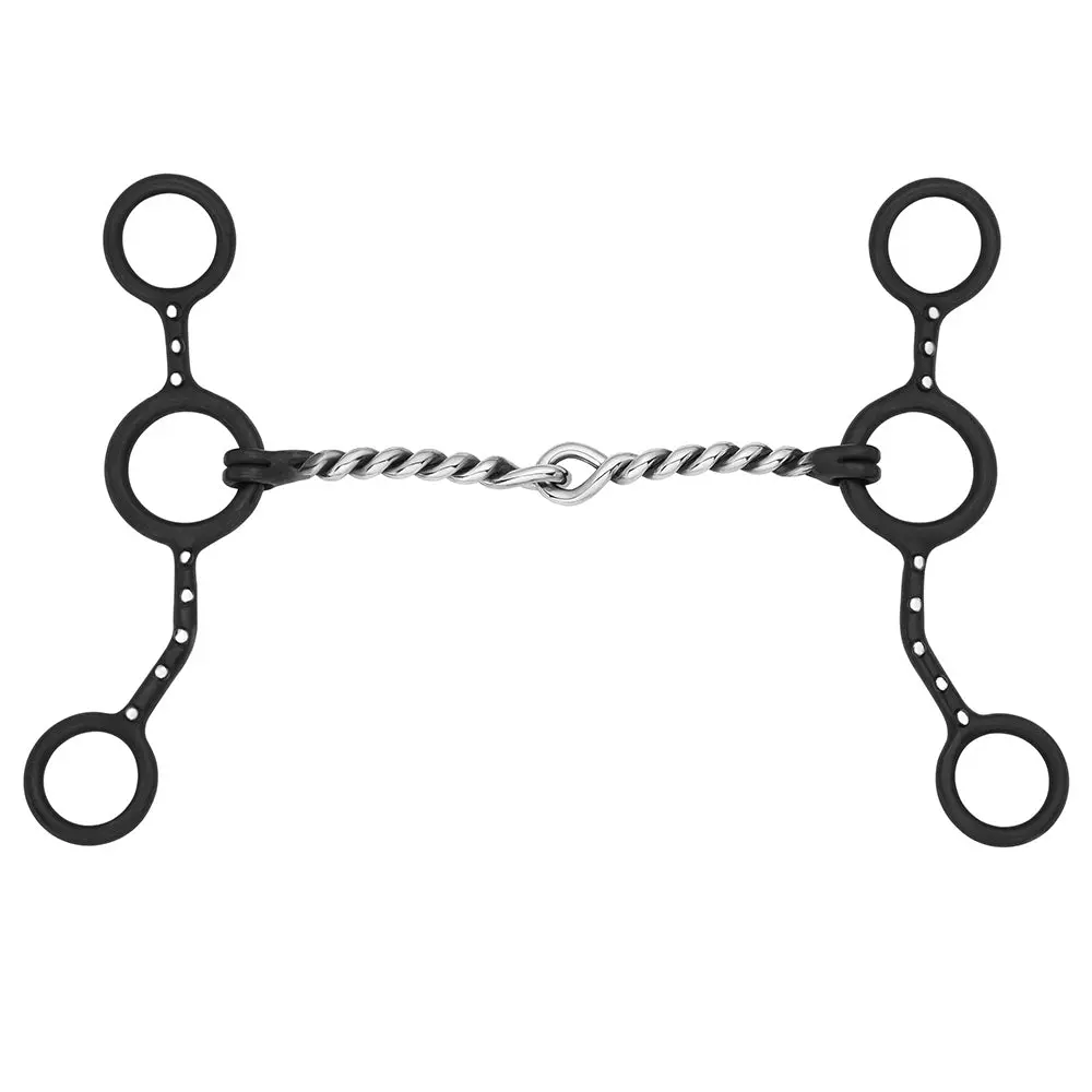 Bar H Equine Western Cowhorse Junior Bit With Silver Dots & Twisted Wire Mouthpiece 1