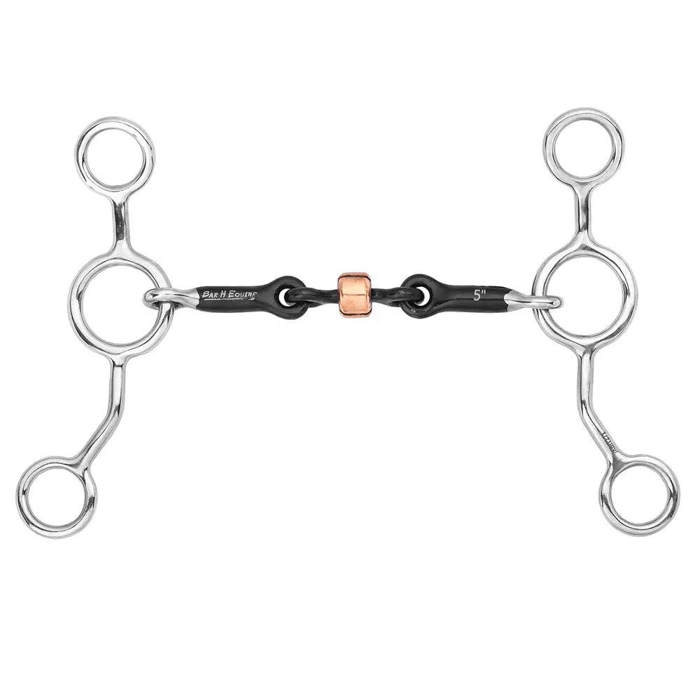 Bar H Equine Cowhorse Junior Bit With Sweet Iron & Copper Roller Mouthpiece 1