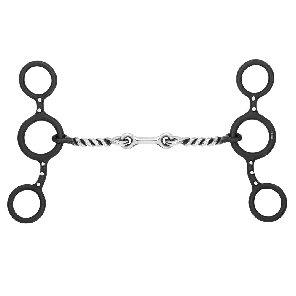 Bar H Equine Cowhorse Junior Gag Bit Sweet Iron W/ Twisted Wire & Dogbone Mouthpiece 1