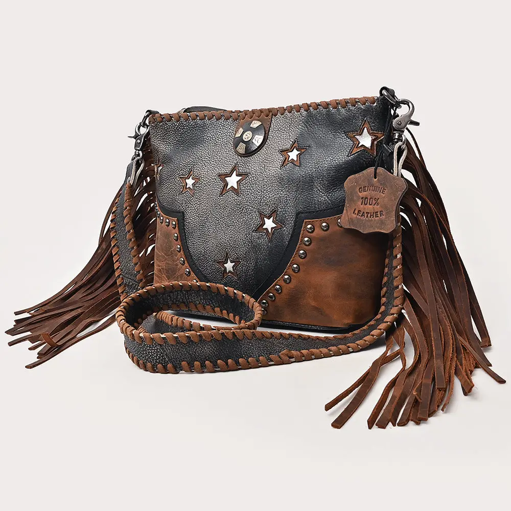 American Darling Western Cross Body Bag Rivetted Genuine Full Grain Leather Handcrafted Purse With Concho And Braided Strap 1