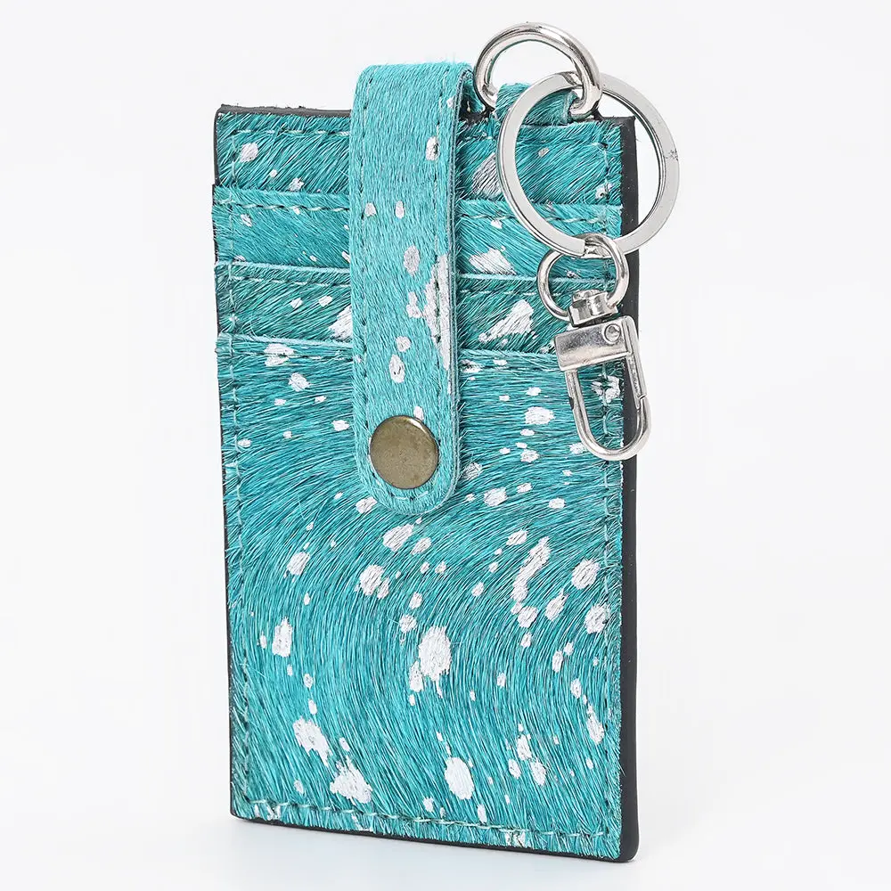 American Darling Card Holder Genuine Full Grain Leather Handcrafted Western Wallet With Hair-On Cowhide And Keychain 1