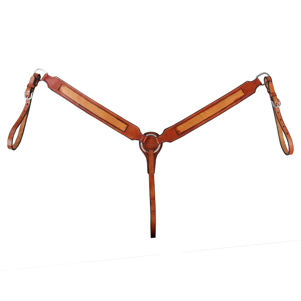 Hilason Western Horse Genuine American Leather Breast Collar Tan | For Horses 1