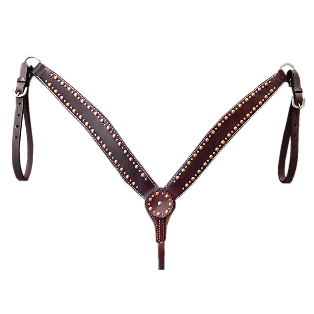 Hilason Western Horse Breast Collar Tack Genuine American Leather Dark Brown 1