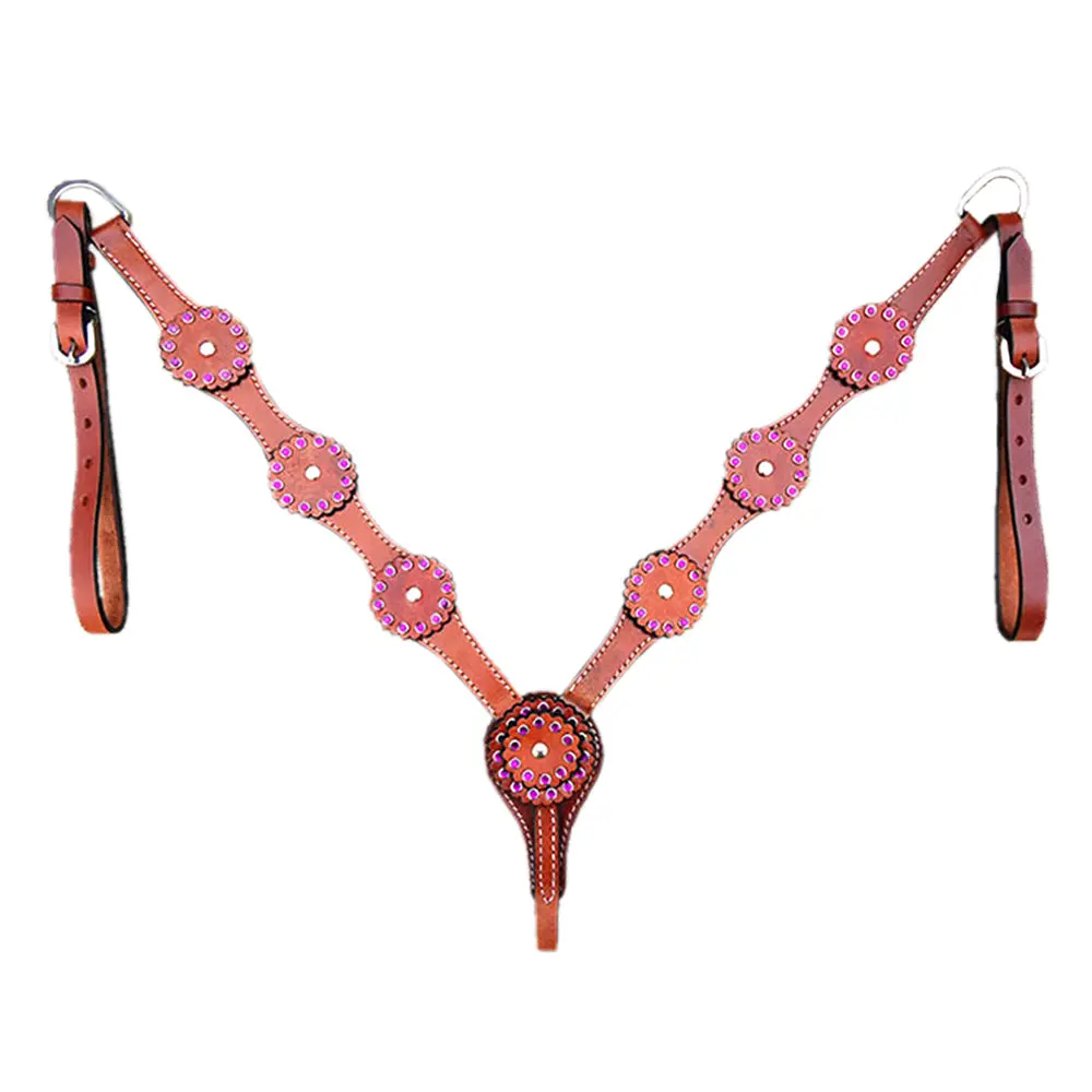 Hilason Western Horse Breast Collar Tack Genuine American Leather Mahogany 1