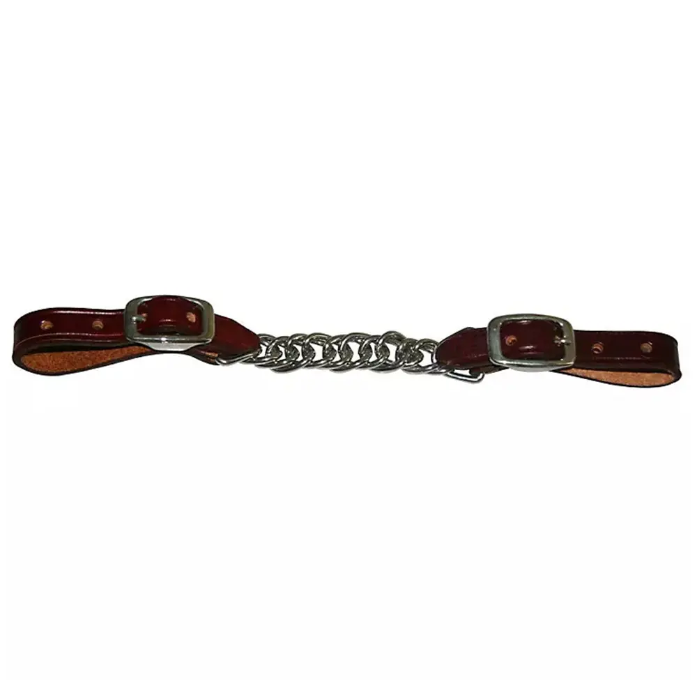Hilason Western 5/8" Single Flat Link Nickel Twisted Curb Chain Strap 1