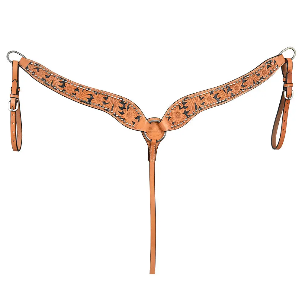 Hilason Western Genuine Leather Horse Breast Collar Tack Tan Floral 1