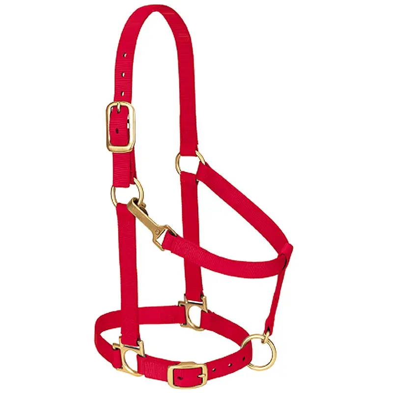 Red Nylon Basic Adjustable Chin And Throat Snap Horse Halter By Weaver Lether 1