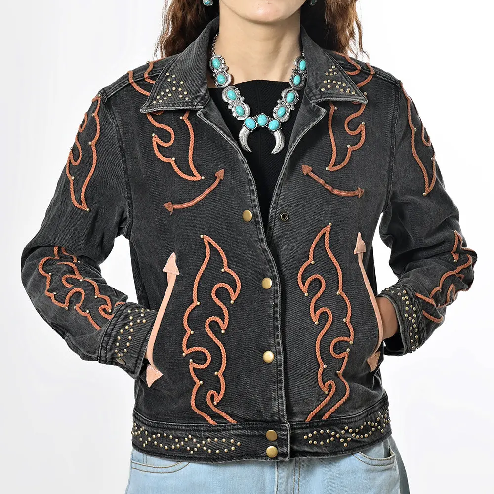 American Darling Western Apparel Embroidered Denim Fabric Handcrafted Heritage Jacket For Women With Western Motifs 1