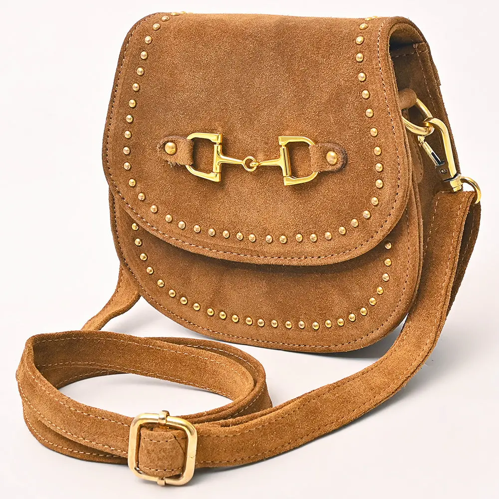 American Darling Western Cross Body Bag Rivetted Genuine Suede Full Grain Leather Handcrafted Small Shoulder Bag 1
