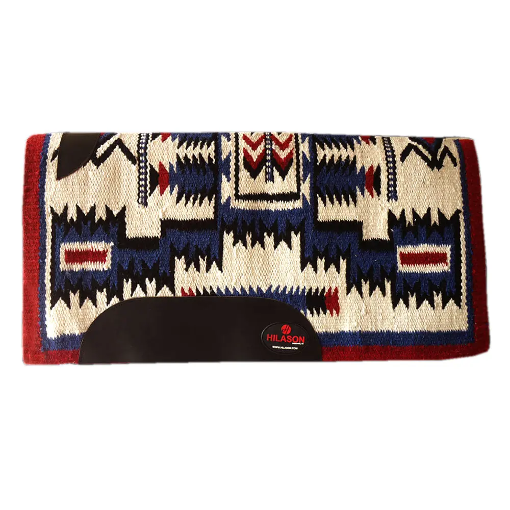 Hilason Western New Zealand Wool Horse Saddle Blanket Red/Off White 1