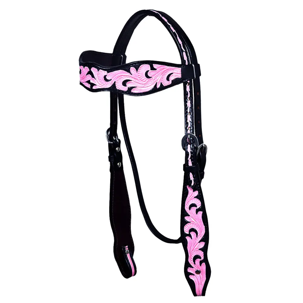 Hilason Western Horse American Leather Headstall Breast Collar Tack Black 2