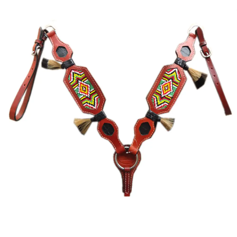 Hilason Western Genuine American Leather Horse Breast Collar Tack Brown 1