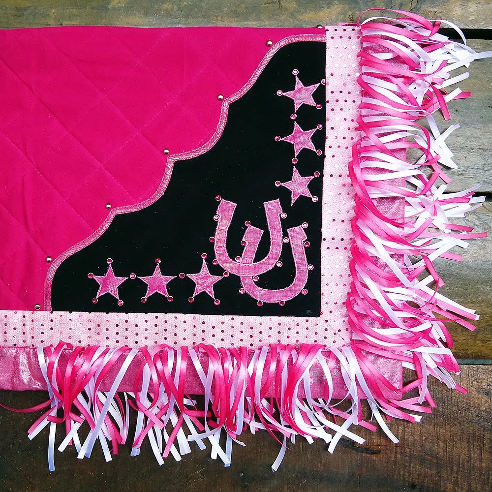 Hilason Western Horse Shoe & Stars Show Barrel Racing Rodeo Saddle Blanket Pink 1