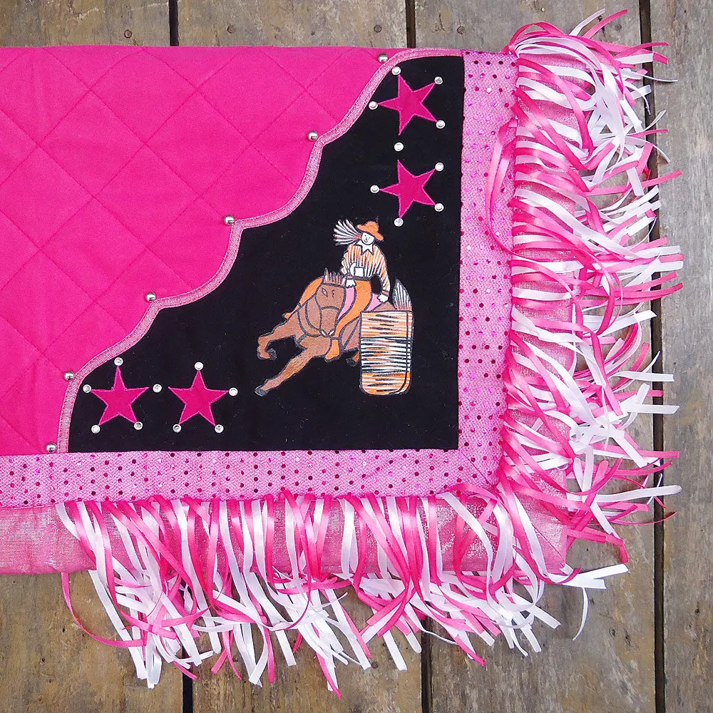 Sb107-A Hilason Handpaint Western Show Barrel Racing Saddle Blanket Pad Pink 1