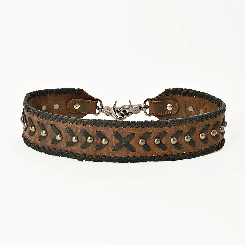 American Darling Strap Handcrafted Vegetable-Tanned American Genuine Leather Braided & Riveted Western Accessory 28In X 2In 1