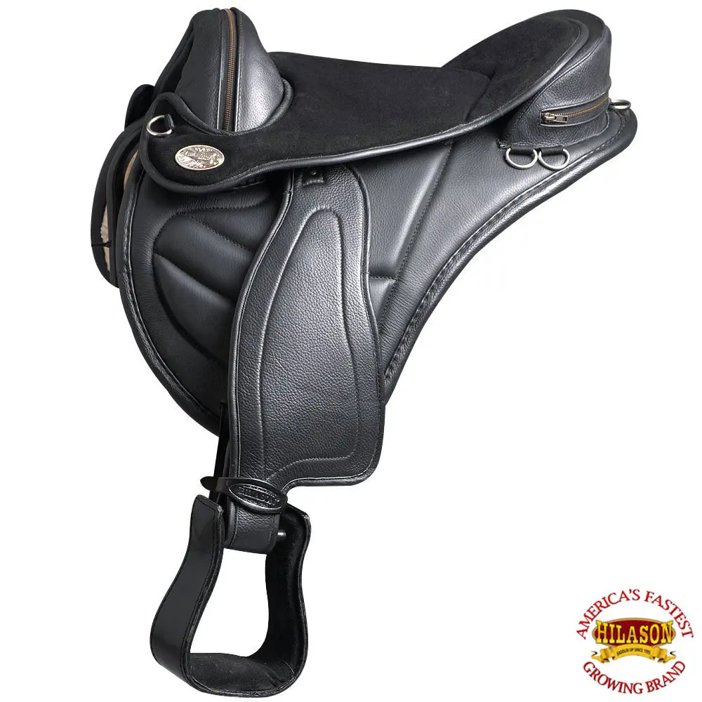 Horse English Treeless Saddle Hilason Endurance Trail Pleasure Leather 1