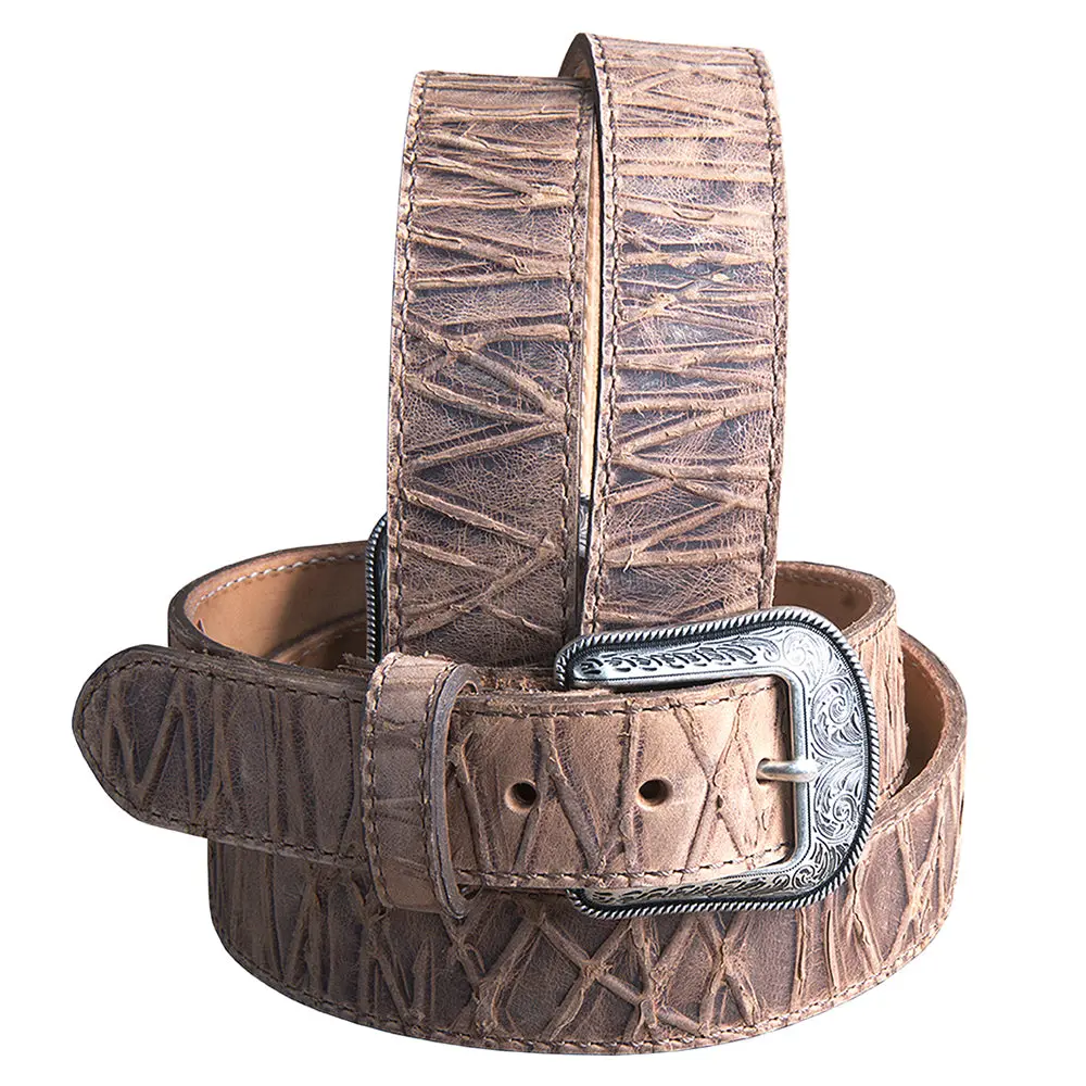 3D Western Men's Genuine Leather Embossed Tan/Brown Belt Western Style 1