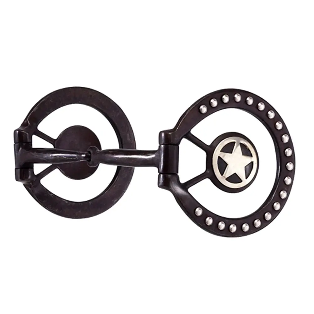Hilason Antique Brown Horse Dee Bit 5-1/4” Snaffle Mouth | 3” Rings W/ Stainless Steel Dots 1