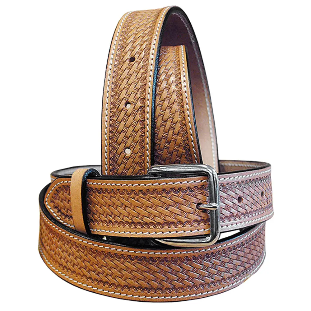 Hilason Hand Tooled Heavy Duty Western Work Leather Mens Womens Belt Tan 1
