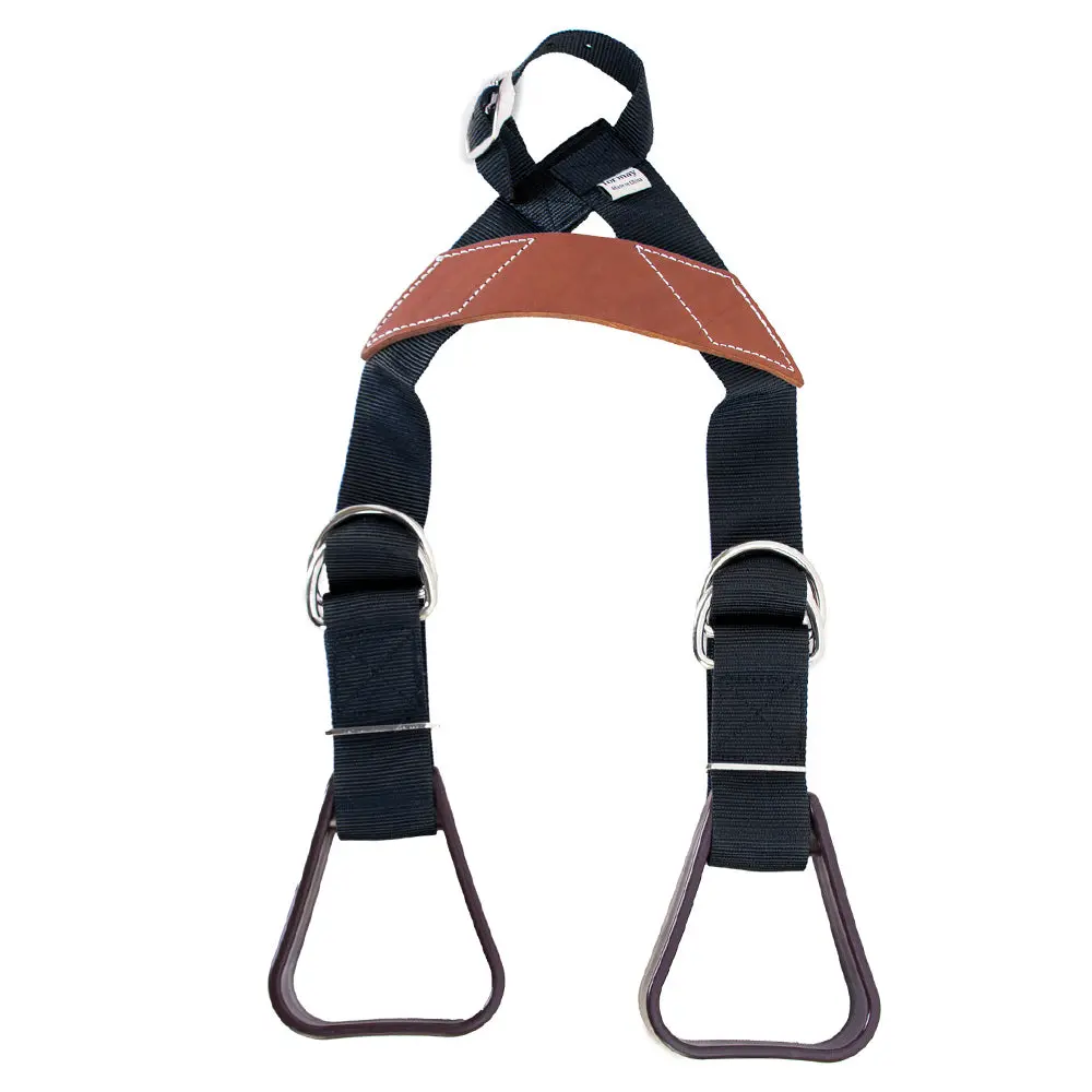Hilason Saddle Buddy Kids Stirrup  Adjustable Black Nylon With Genuine Cow Leather Child Safety Saddle Trainer For Western Riding 6