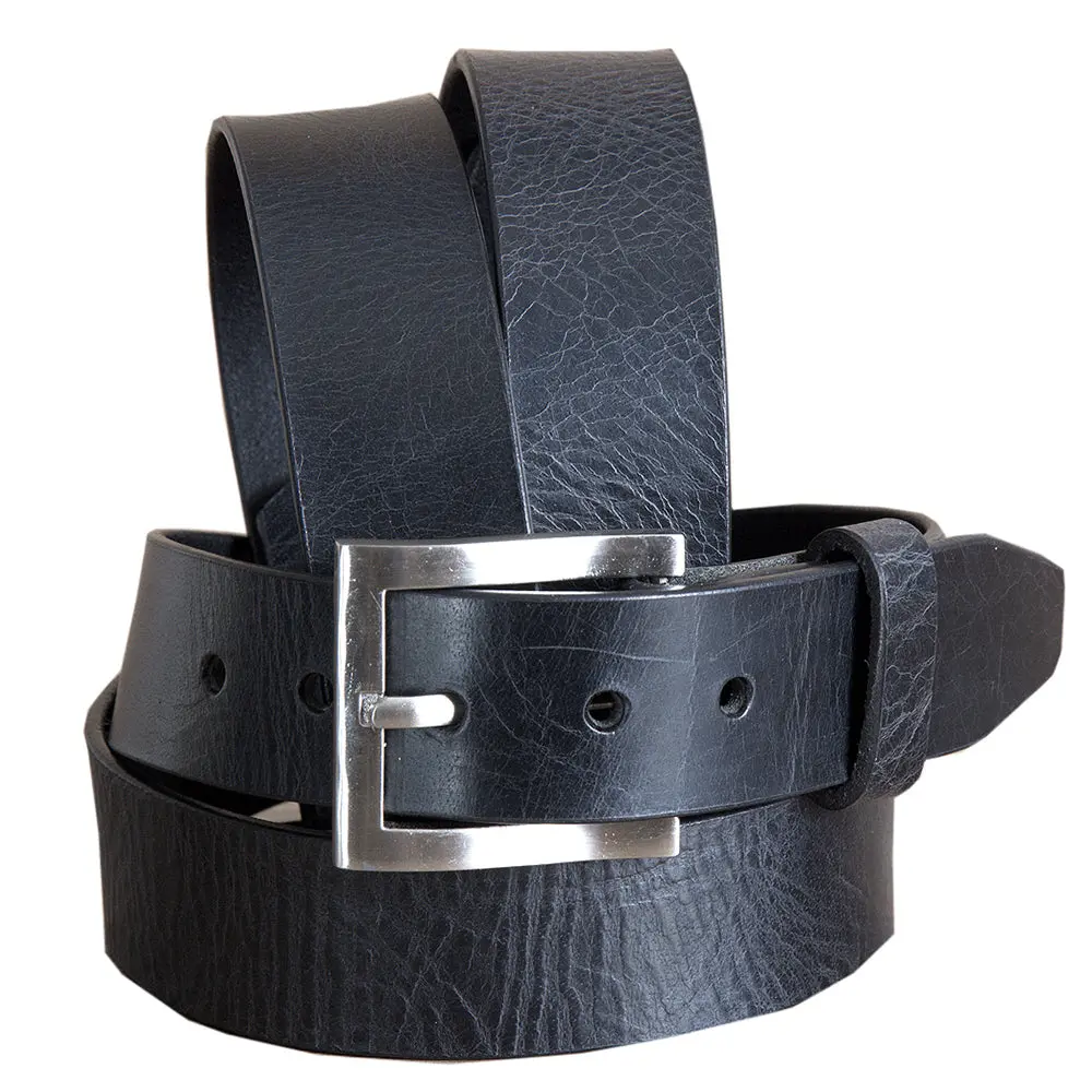 Hilason Western Genuine Leather Belt Mens Classic Black With Silver Buckle 1
