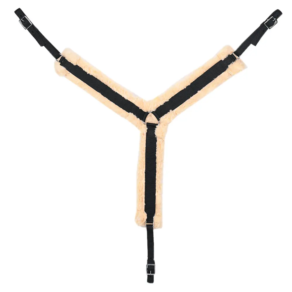 Hilason Fleece Lined Y-Style Breast Collar - Western Comfort Padding, Adjustable Nylon Webbing Cream/Black 1