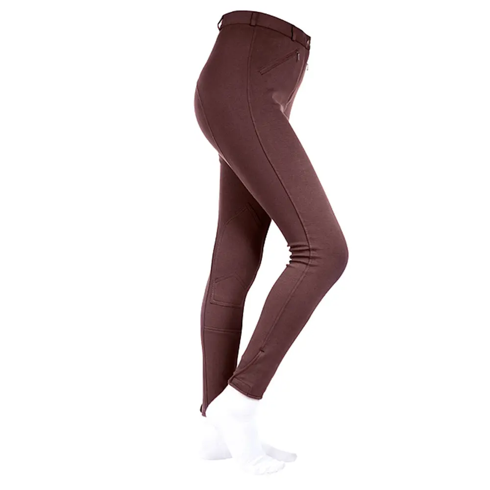 Horze Ladies Active Knee Patch Breeches Choco Brown Comfortable Stretch Fabric 1
